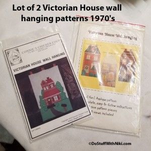 Lot of 2 Victorian House wall hanging patterns 1970's Pat019